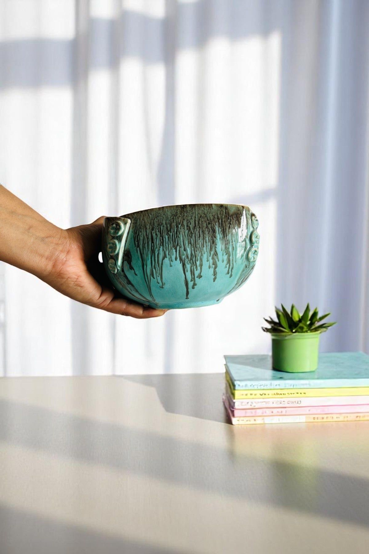 Buttoned Up Blue Serving Bowl